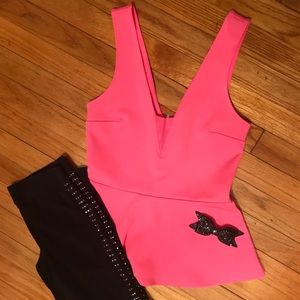 NWOT Hot Pink Peplum top